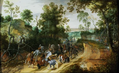A Cavalry Column Ambushed on a Woodland path